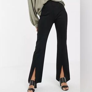 & Other Stories Paris Atelier Split Hem Flare Black Pants Side Zipper EUR 34